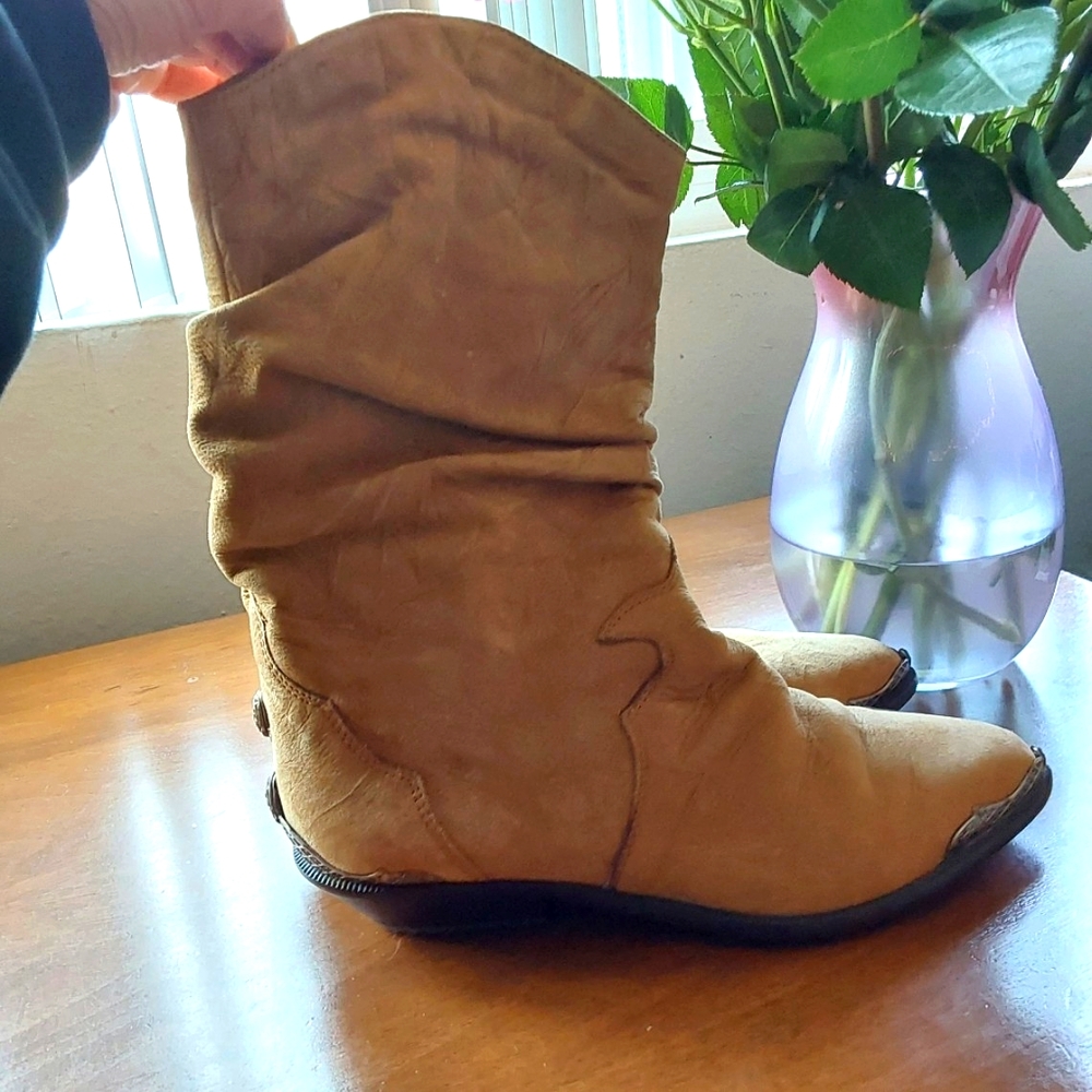 Zodiac Tan Slouchy Heeled Boots